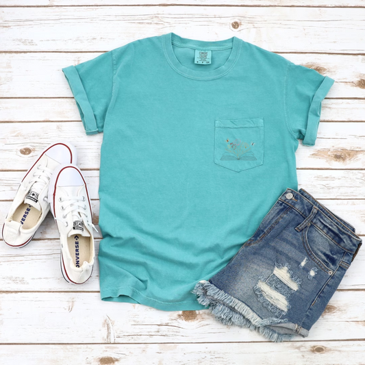 Embroidered Book Outline Pocket Tee