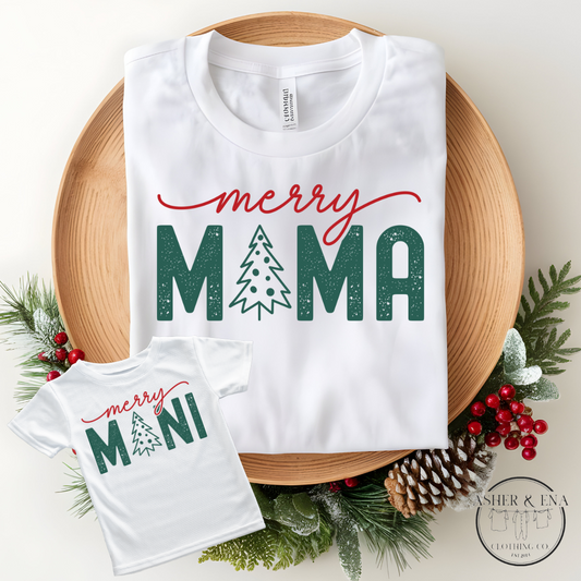 Merry "Mama & Mini" Matching Graphic Christmas Tees & Crewnecks