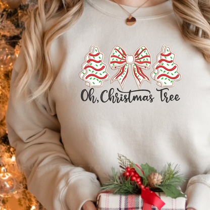 Embroidered Applique Christmas Trees Sweatshirt