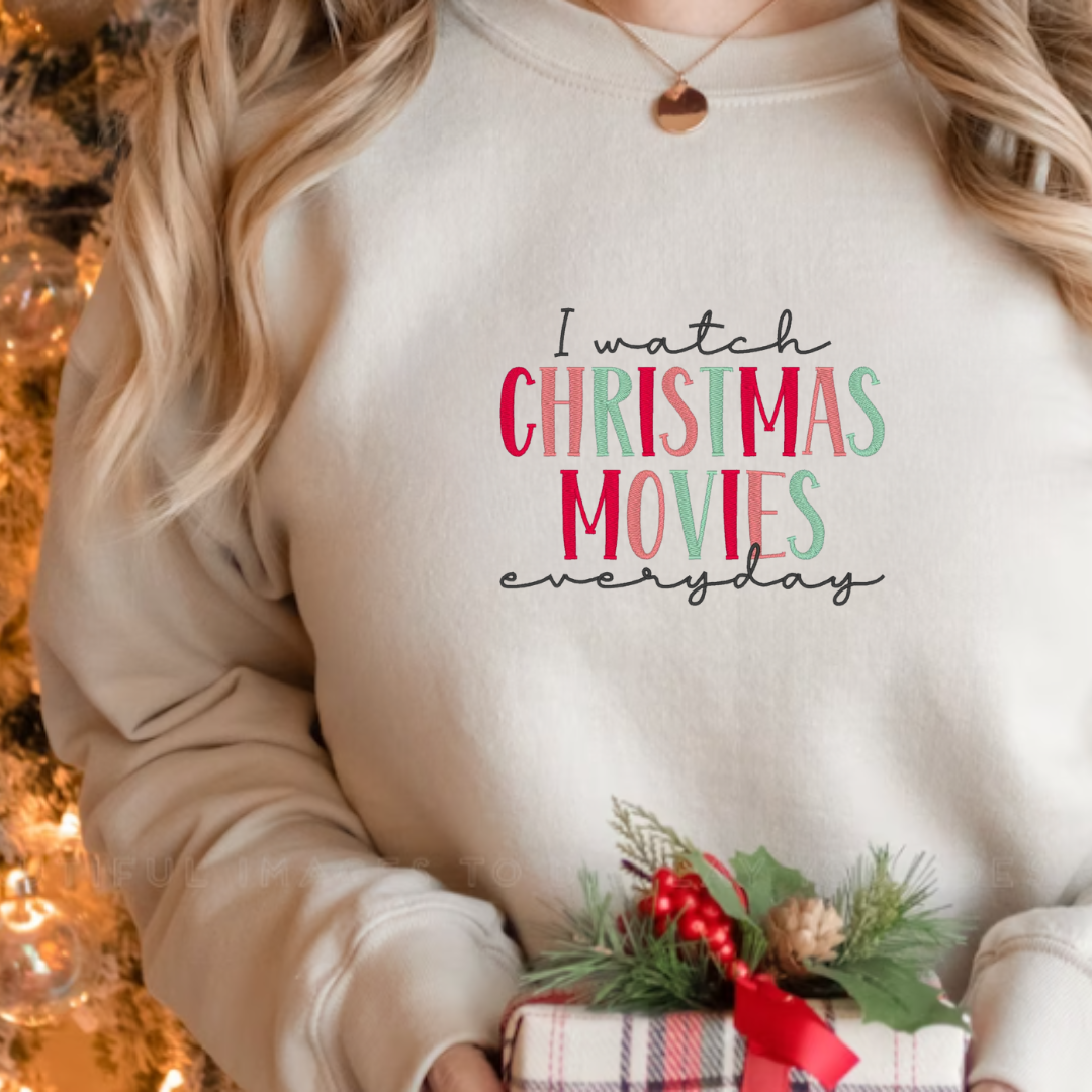 Embroidered Christmas Movies Sweatshirt