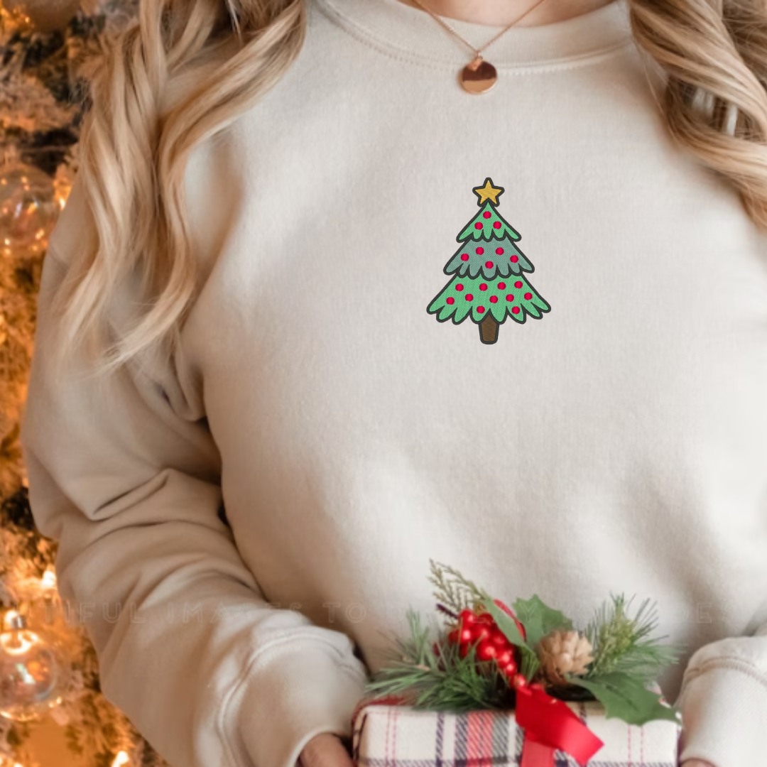 Embroidered Mini Christmas Tree Sweatshirt