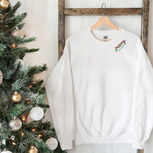 Embroidered Merry with Lights Sweatshirt